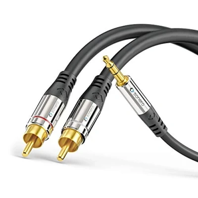 Image of Sonero Premium 12.5 m RCA Cable, 2x to Jack Cable 3.5 mm, Audio HiFi System, AUX, Black