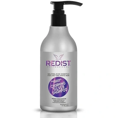 Image of Redist Charming Silver Shampoo 500 ml No Yellow Purple Anti Tint for Blonde, Platinum, Grey Hair Hairdressing Supplies