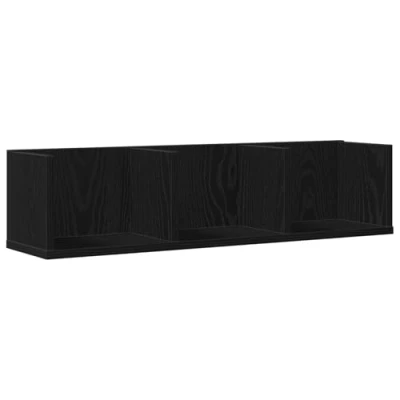 Image of vidaXL Wall Shelf Black Oak Engineered Wood Shelving Unit, 75x18x18 cm, Modern Space Saver, Versatile &amp; Stylish Room Decor