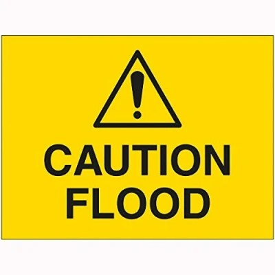 Image of V Safety Caution Flood Sign 600mm x 450mm 2mm Rigid Plastic