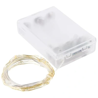 Image of LED Wire String Lights Battery Operated, Warm White, Gold with 20 LEDs, 1 m Lang, Including Timer for Crafting and Decorating Advent Christmas Party Decoration Crafts
