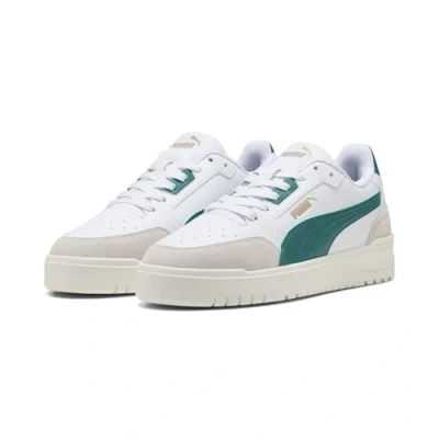 Image of PUMA Unisex Shuffle Downtown OG Sneaker, White Wild Green Vapor Gray, 5.5 UK