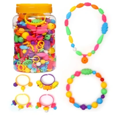 Image of BESKIT 400 Pcs Pop Snap Beads Set Girls Creative DIY Jewelry Kit for Age 3 4 5 6 7 8 Years Old