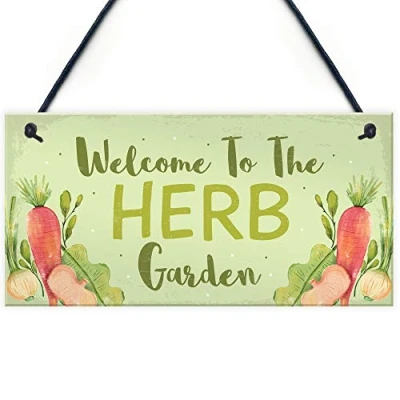 Image of RED OCEAN Garden Signs HERB Sign Allotment Home Veg Pots Hanging Lover Gift