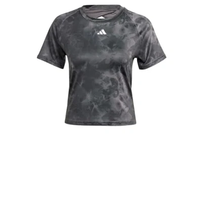 Image of adidas Women&#039;s Train Essentials AOP Flower Tie Dye Tee, Grey Five/Carbon, XXL