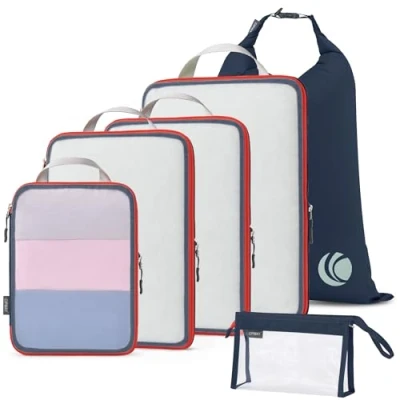 Image of Cipway Compression Travel Packing Cubes,Mesh Design Lightweight Bags Organiser for Backpack Suitcases Home Storage(Blue 6pcs)