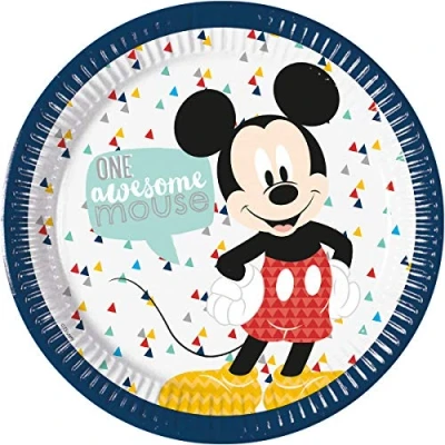 Image of Disney Mickey Mouse Paper Plates Birthday Party Tableware, Pack of 8, 23cm, Blue