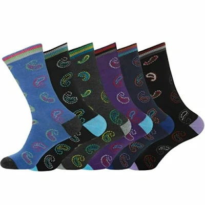 Image of Men&#039;s Colored Design Printed Socks Smart Suit Work Cotton Blend Adults UK 6 11 (Floral (Pack of 03))