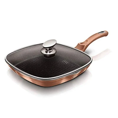 Image of Berlinger Haus Metallic Line Rose Gold Edition Grill pan with lid, 28cm, BH/1610N Stainless Steel 18/8