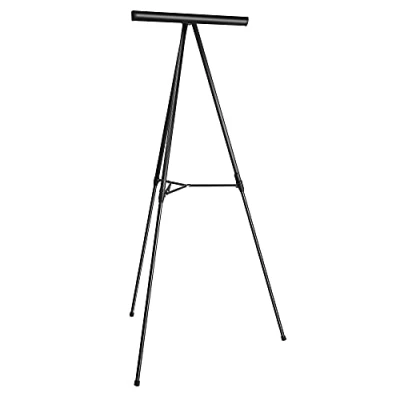 Image of Amazon Basics Heavy Duty Presentation Display Stand Easel, Adjustable Height Telescope Tripod, 3 Legs, Black