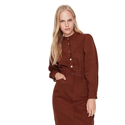 Image of Trendyol FeMan Mini Bodycon Regular fit Woven Dress Brown