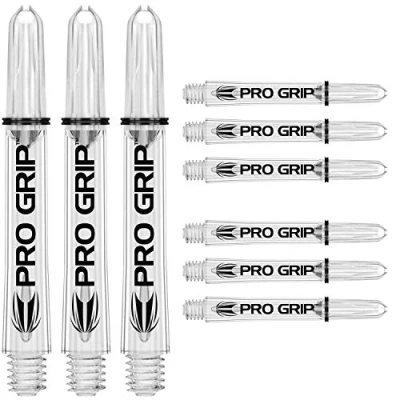 Image of TARGET Darts Pro Grip Shafts Set of 9 Clear, Intermediate (41mm) Dart Stems, Professional Accessories, 2BA Shaft Multipack with Rings