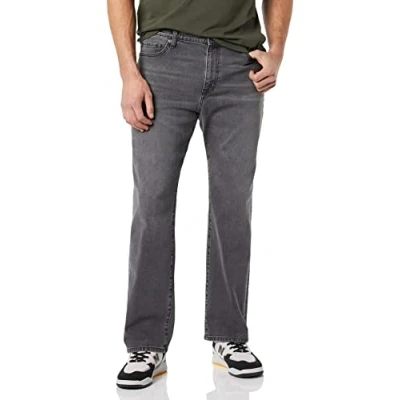 Image of Amazon Essentials Men&#039;s Straight Fit Bootcut Jeans, Washed Grey, 28W / 30L