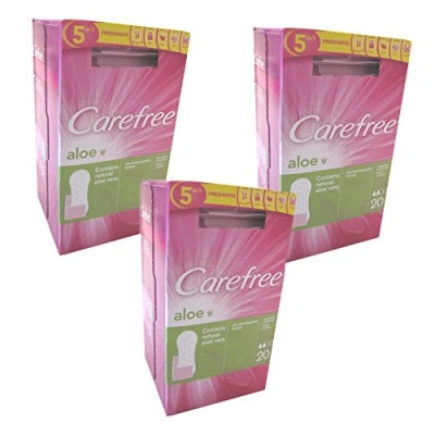 Image of Carefree Breathable 20 Panty Liners With Natural Aloe Normal (Pack of 3)