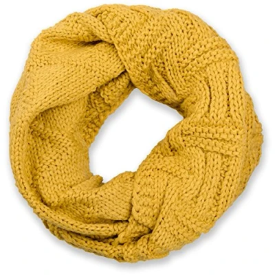 Image of styleBREAKER knit loop scarf with grid and rib pattern, single colour fine snood, winter scarf, unisex 01018155, Colour:Curry