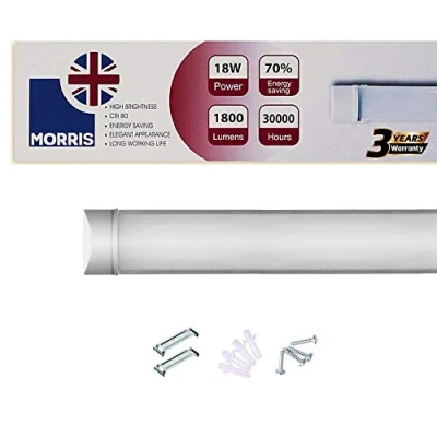 Image of Morris LED Batten Slimline Tube Light 2FT 3FT 4FT 5FT 6FT Wall/Ceiling Mount (6000k) (2FT (60cms))