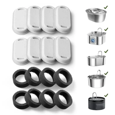 Image of PETLIBRO Cat Water Fountain Filters, 8 Packs Replacement Filters for Stainless Steel, 2L Pet Cats &amp; Dogs