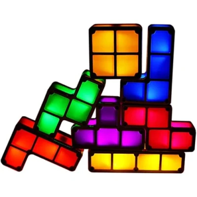 Image of Stackable Night Light for Children, TFSeven LED 7 Colours 3D Puzzles Induction Interlocking Desk Lamp, DIY Tangram Blocks Lamp Children Bedroom USB