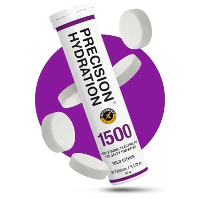 Image of Precision Hydration Lite Electrolytes Tablets Multi Strength Effervescent Tablet Low Calorie, Gluten Free, Vegan/Vegetarian Friendly, Mild Citrus Flavour (1500mg/l Purple, 1 Tube)