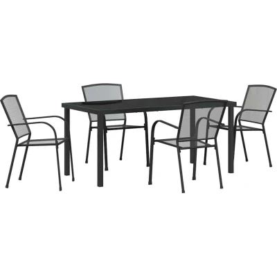 Image of vidaXL 5 Piece Garden Dining Set Anthracite Steel