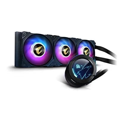 Image of AORUS WATERFORCE X 360 AIO Liquid CPU Cooler, Rotatable Circular LCD Display with Micro SD Support, 360mm Radiator 3X 120mm Low Noise ARGB Fans, Compatible Intel LGA1700, 12 Volts