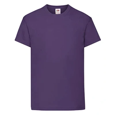 Image of Fruit of the Loom Unisex Kids Original Crew Neck Short Sleeve T Shirt, Purple (violett), 5 6 Years (Manufacturer Size: 116)