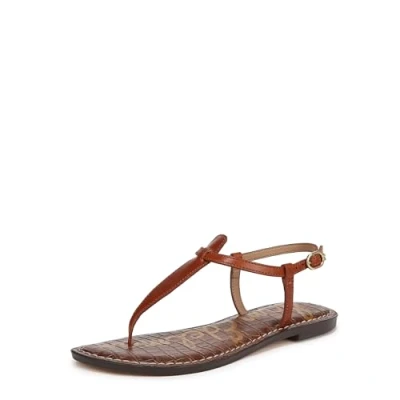 Image of Sam Edelman Flat Thong Sandals for Women Gigi Medium Fit Brown Leather UK 5