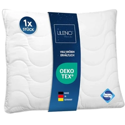 Image of LILENO HOME Pillow 80 x cm, Perfect for Duvet 135 200 Bed Boil Proof up to 95 C and with Antibacterial Equipment, Allergy Sufferers as