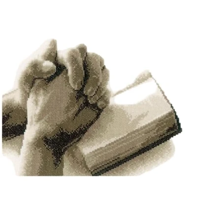 Image of Vervaco Counted Cross Stitch Kit: Praying Hands, Acrylic NA, 27 x 22cm