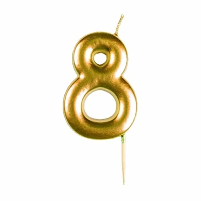 Image of amscan 9911812 Gold Numerical Candle 8