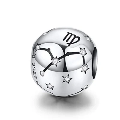 Image of Constellation Charm 925 Sterling Silver Virgo Birthday Anniversary Faith Birthstone Letter DIY Family Christmas for Pandora Bracelet (Virgo(8.23 9.22))