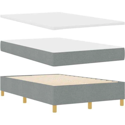 Image of vidaXL Box Spring Bed with Mattress &amp; Bench Light Grey 120x200 cm Fabric