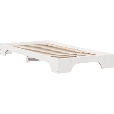 Image of vidaXL Bed Frame White Solid Pine Wood Single Minimalist Design