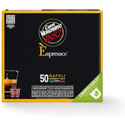 Image of Caffè Vergnano 1882 Èspresso Compostable Coffee Capsules, Compatible With Nespresso, Napoli Pack Of 50 Capsules