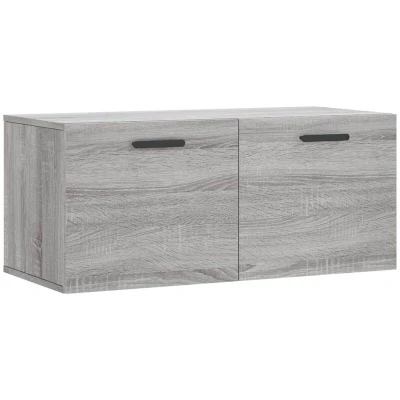 Image of vidaXL Wall Mounted Cabinet in Grey Sonoma Engineered Wood Storage for Living Room with Decorative Display Surface