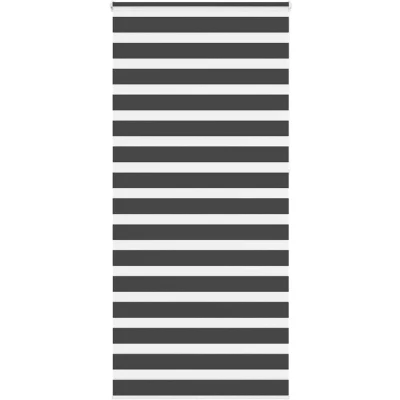 Image of vidaXL Zebra Blind Black 105x230 cm Fabric Width 100.9 Polyester