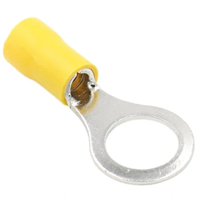 Image of Heschen Ring Terminal Crimp Connectors Vinyl Insulated Wire Electrical Connector RV5.5 10 Stud Size 3/8&quot; for 4 6mm² (12 AWG) Yellow 100Pack