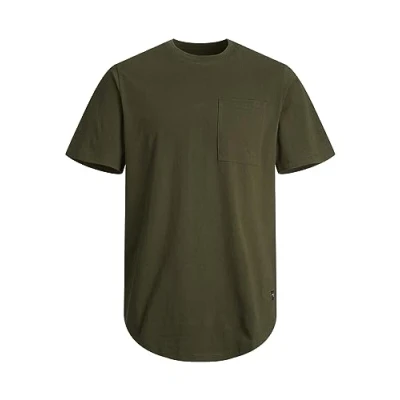 Image of JACK &amp; JONES Men&#039;s Jjenoa Pocket Tee SS Crew Neck Noos T Shirt, Forest Night, S