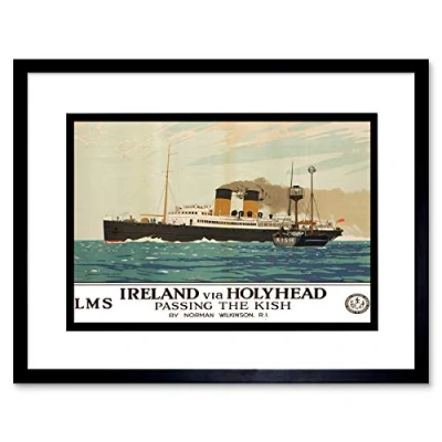 Image of Wee Blue Coo Travel Irish Sea Ferry Kish Boat Ship Holyhead Ireland Framed Wall Art Print