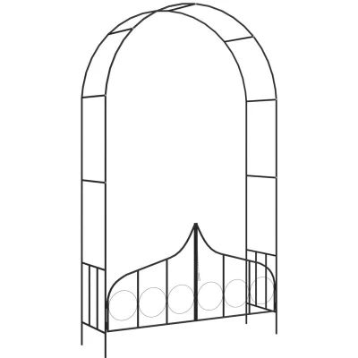 Image of vidaXL Garden Arch with Gate Black 138x40x238 cm Iron