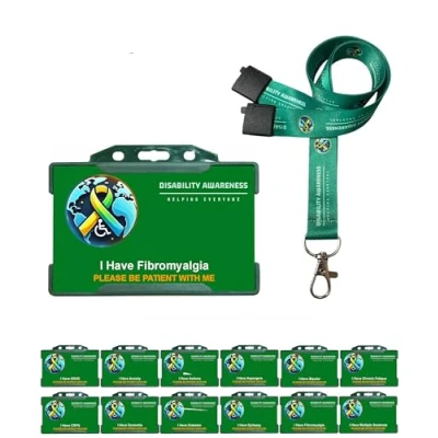 Image of I Have Fibromyalgia Hidden Disability Printed Lanyard World Symbol Uniting The of Disabilities