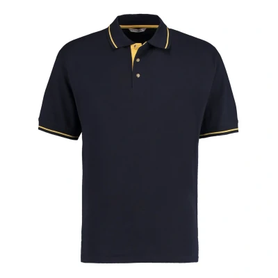 Image of Kustom Kit Mens Short Sleeve Polo Shirts, Navy/Sun Yellow, Medium. KK606