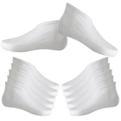 Image of HOTOP 6 Pairs Moisturizing Socks Overnight Cotton Moisture Enhancing Lotion Spa for Dry Cracked Feet Cosmetic Women and Men, White