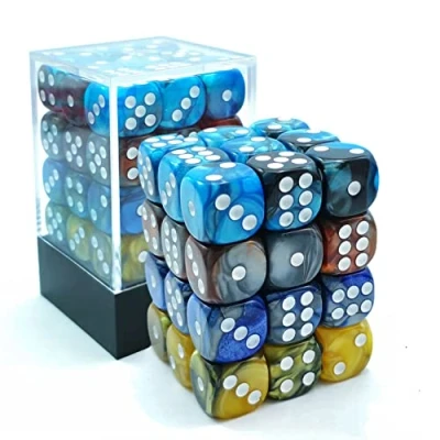 Image of Bescon 12mm D6 Dice 36 in Cube, Assorted Gemini ROCK Colors, Six Sides Die (36) Block of