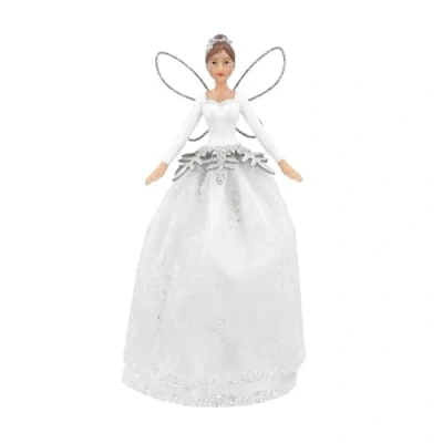 Image of Gisela Graham White &amp; Silver Fairy Christmas Tree Topper