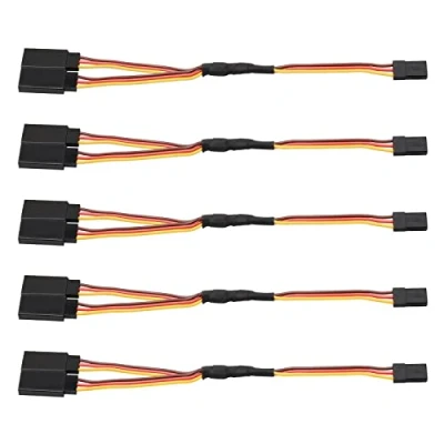 Image of Pxyelec 15cm Servo Cable, 1 to 2 JR Y Cables Male Female Extension Lead Wire Cable for KK MWC Eagle Control Board Pack of 5