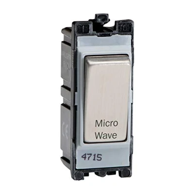 Image of Varilight Engraved 20A 1 Way Double Pole Switch &#039;Microwave&#039; PowerGrid Steel G201DS.MW