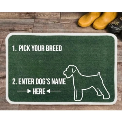 Image of Pet REBELLION Extra Large Personalised Absorbent Machine Washable Food Mat For Dogs Feeding Bowls Non Slip Reduces Movement Rounded Corners to Stay Flat (Riesenschnauzer Green)