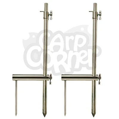 Image of NGT 2x Carp Fishing Tackle Stainless Steel Bank Sticks 30 50cm And Stabilisers