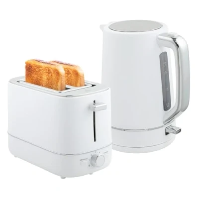 Image of HOMCOM Kettle and Toaster Set, 1.7L 3000W Fast Boil &amp; 2 Slice Kitchen Set with 6 Level Browning Controls, Defrost, Reheat, White